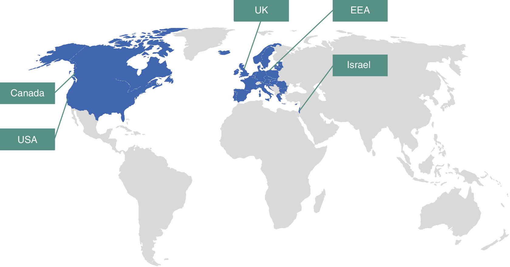Map showing participating countries in the MOMENT registry across Europe and North America.