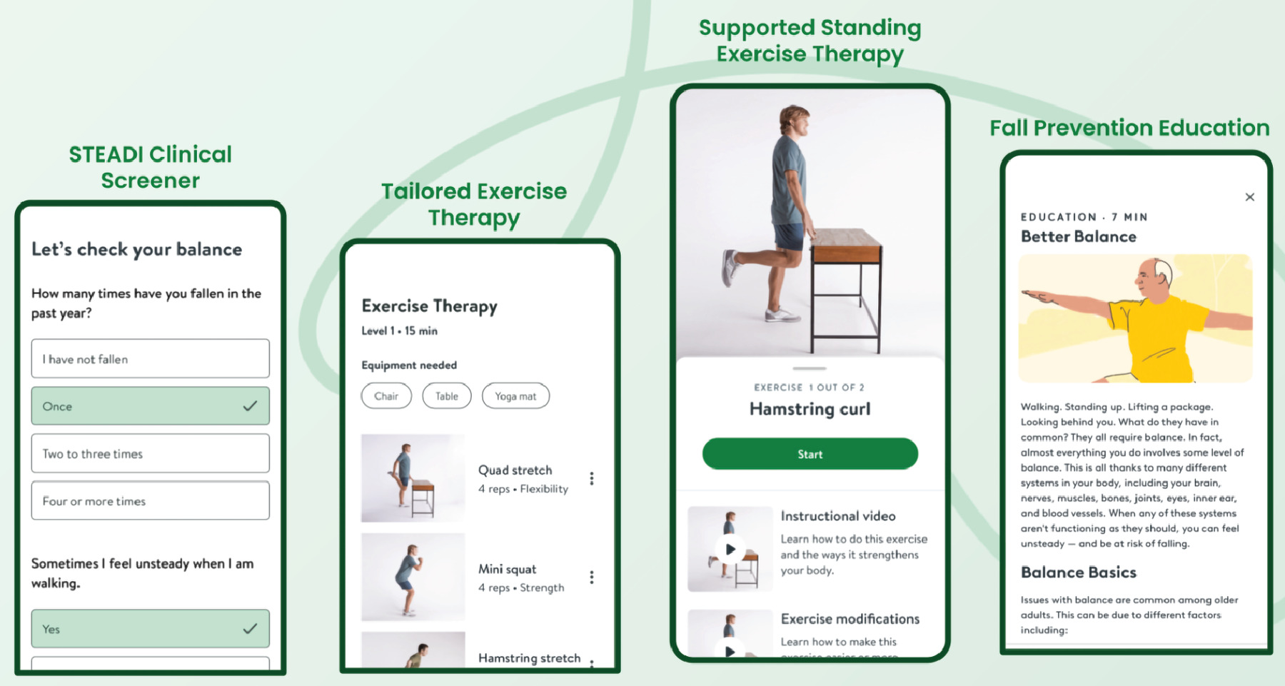 Illustration of the smartphone/tablet-based exercise therapy programme.