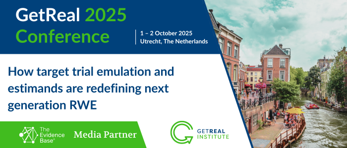 GetReal 2025 Conference banner with Utrecht canal scene. Text reads ‘How target trial emulation and estimands are redefining next generation RWE'