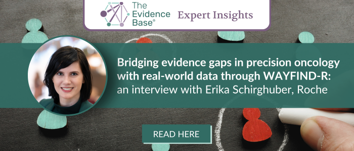 Erika Schirghuber interview promo on bridging oncology data gaps through WAYFIND-R, hosted by The Evidence Base