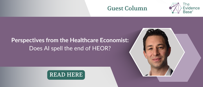 Healthcare economist headshot with article on HEOR and AI and read more button