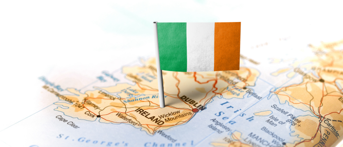 Map of Ireland with the Irish flag, representing Ireland’s first national health technology assessment review using the EU Joint Clinical Assessment process.